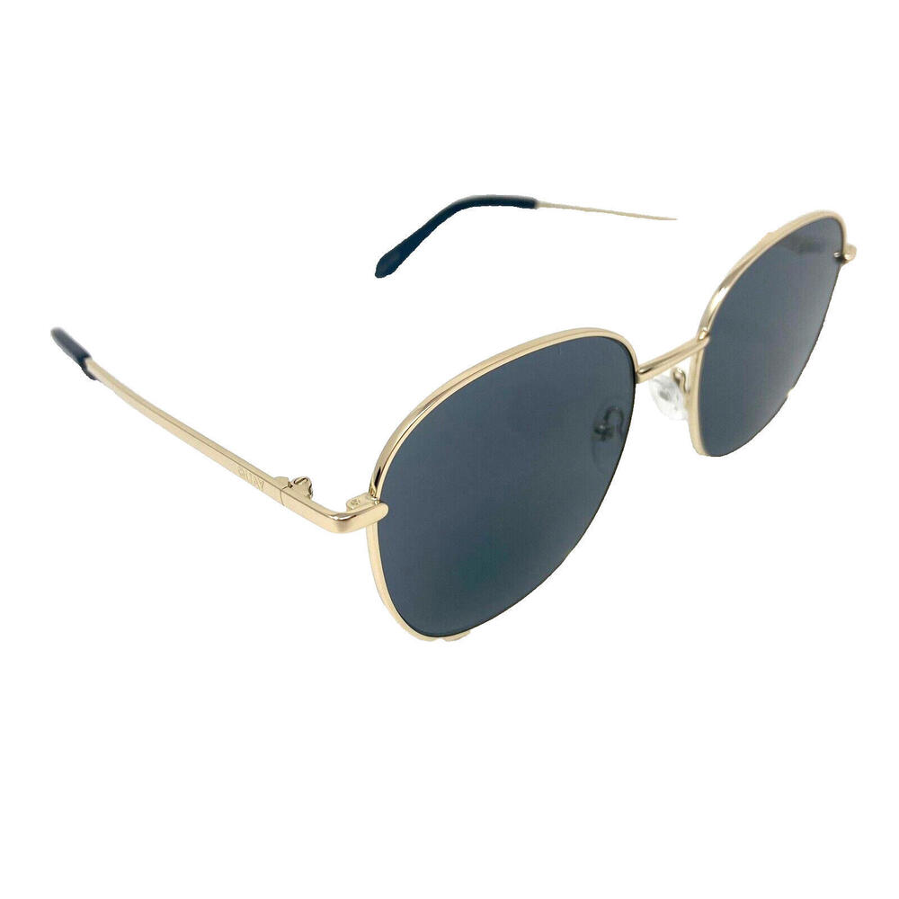 Quay Jezabell Oversized Round Sunglasses Polarized Gold Smoke